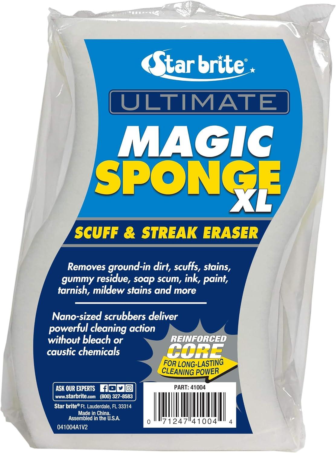 image:imageSTAR BRITE Ultimate Magic Sponge Boat Scuff Eraser Melamine Scrubber with Reinforced Core 2 Pack 041000XL Magic Sponge Eraser 8 Pk