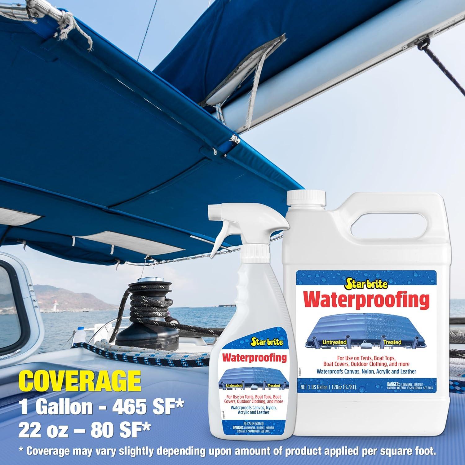 image:imageSTAR BRITE Waterproofing Spray Waterproofer Stain Repellent UV Protection for Boat Covers Car Covers Bimini Tops Tents Jackets Backpacks Boots Awnings Patio Covers amp More128 Oz Waterproofing Gallon