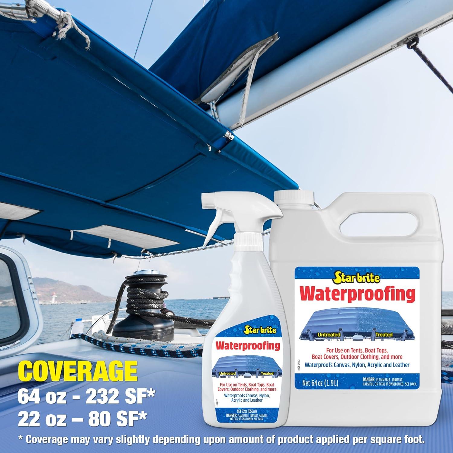 image:imageSTAR BRITE Waterproofing Spray Waterproofer Stain Repellent UV Protection for Boat Covers Car Covers Bimini Tops Tents Jackets Backpacks Boots Awnings Patio Covers amp More64 Oz Waterproofing