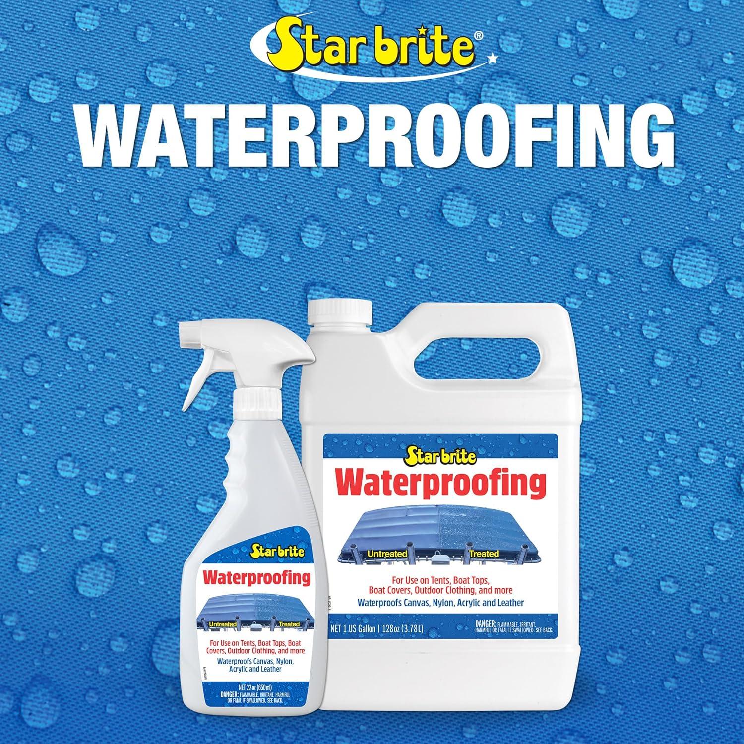 image:imageSTAR BRITE Waterproofing Spray Waterproofer Stain Repellent UV Protection for Boat Covers Car Covers Bimini Tops Tents Jackets Backpacks Boots Awnings Patio Covers amp More64 Oz Waterproofing