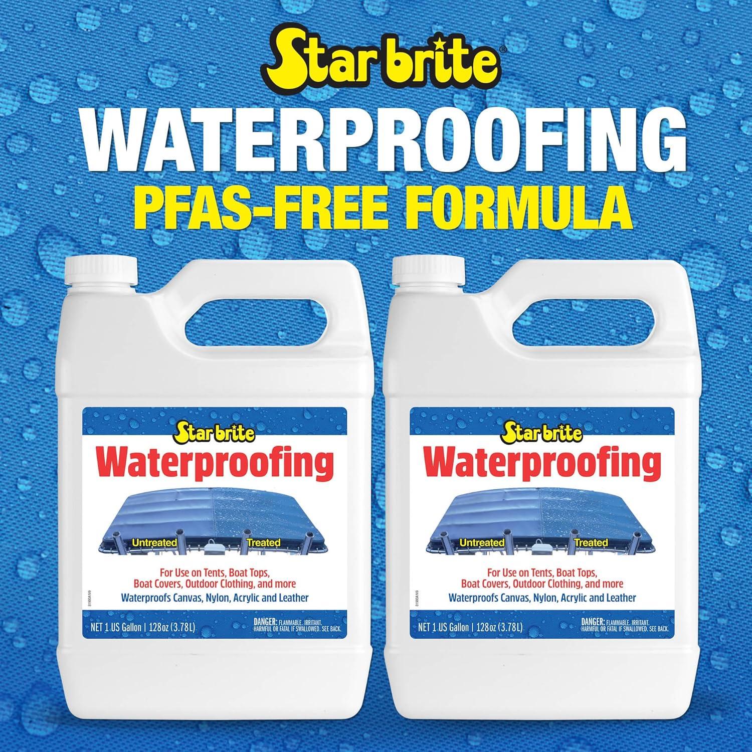 image:imageSTAR BRITE Waterproofing Spray Waterproofer Stain Repellent UV Protection for Boat Covers Car Covers Bimini Tops Tents Jackets Backpacks Boots Awnings Patio Covers amp More1 Gallon 2 Pack