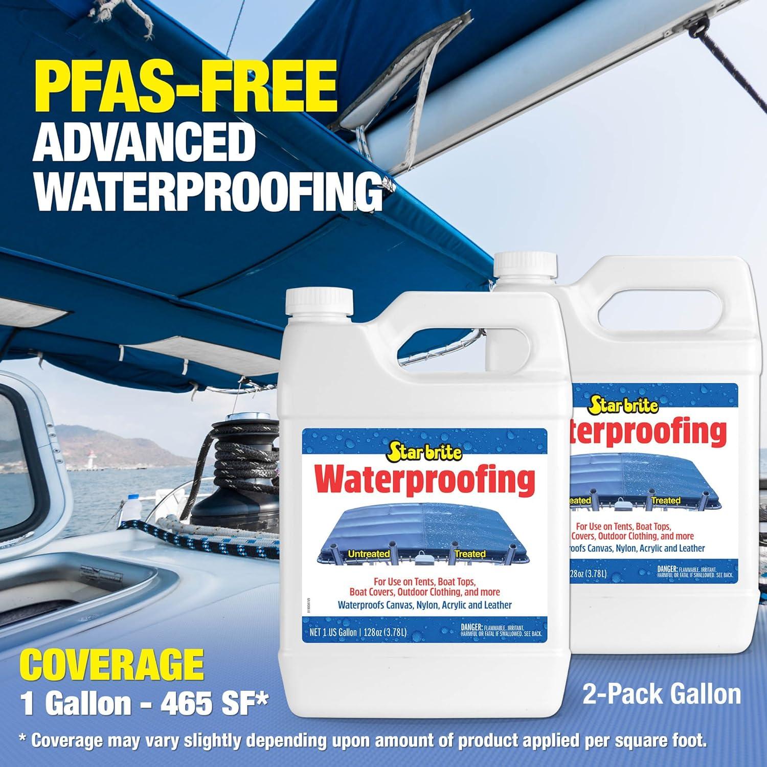 image:imageSTAR BRITE Waterproofing Spray Waterproofer Stain Repellent UV Protection for Boat Covers Car Covers Bimini Tops Tents Jackets Backpacks Boots Awnings Patio Covers amp More1 Gallon 2 Pack