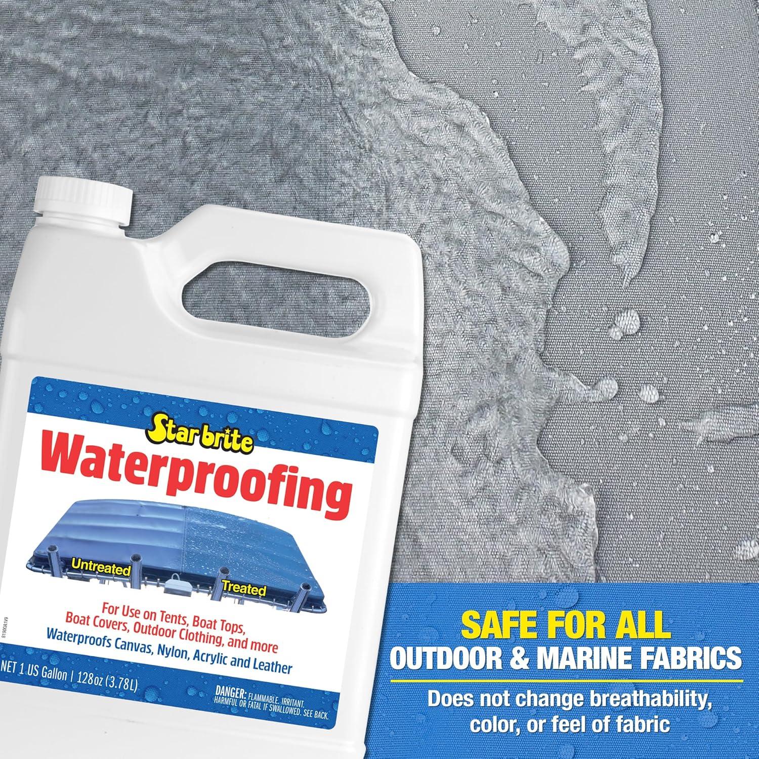 image:imageSTAR BRITE Waterproofing Spray Waterproofer Stain Repellent UV Protection for Boat Covers Car Covers Bimini Tops Tents Jackets Backpacks Boots Awnings Patio Covers amp More128 Oz Waterproofing Gallon