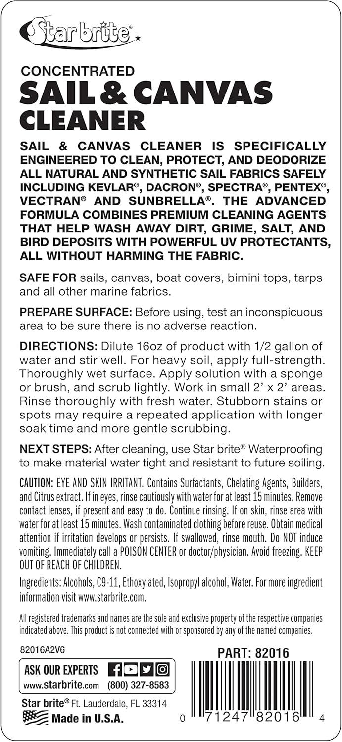 image:imageStar Brite Concentrated Sail amp Canvas Cleaner Specially Formulated for All Natural amp Synthetic Fabrics Deep Cleans Protects Deodorizes 16 Oz Concentrate Makes 64 OZ of Cleaner 08201616 Fl Oz Pack of 1
