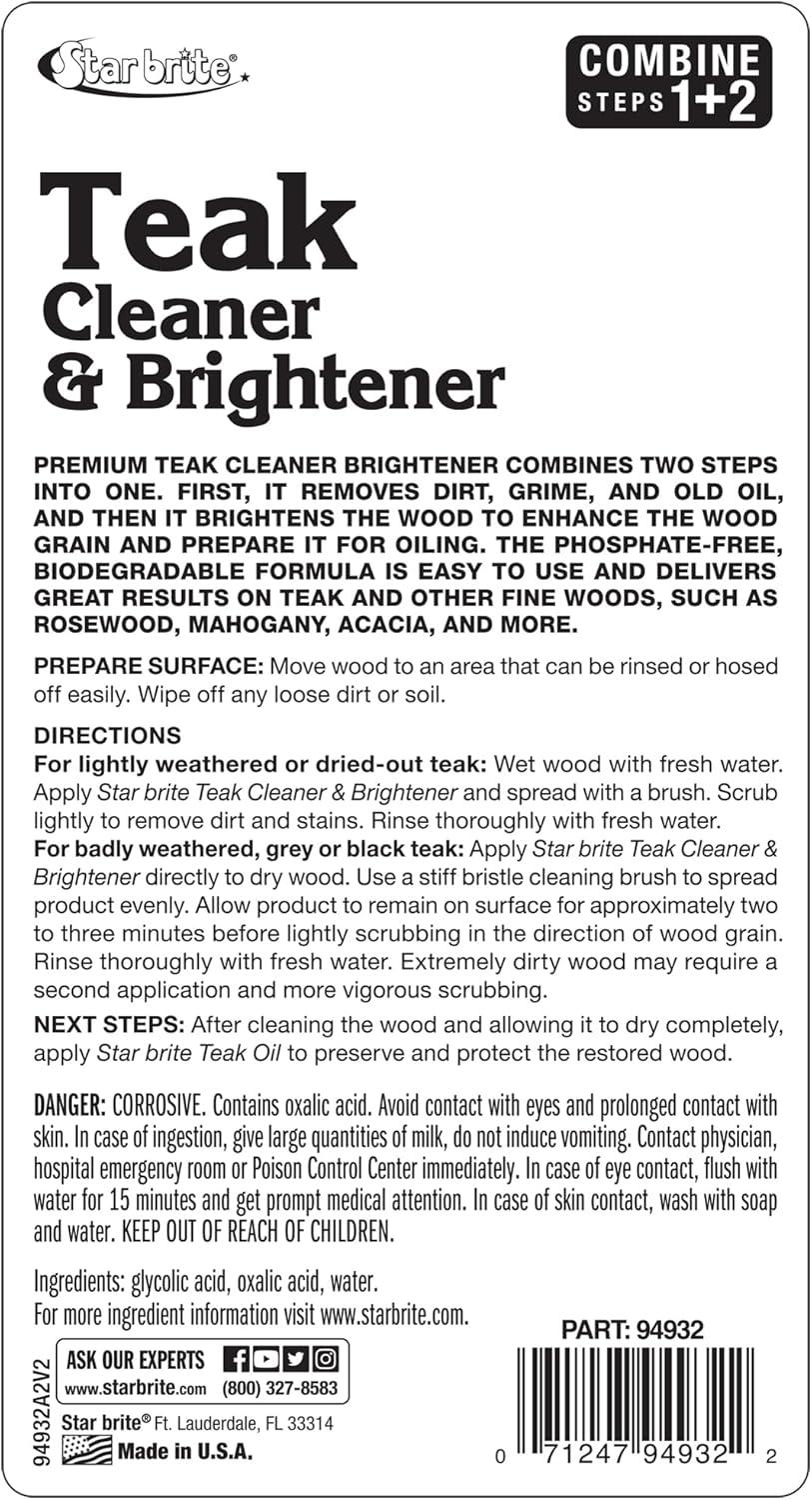 image:imageStar Brite Teak Cleaner amp Brightener Restore Weathered Wood 32oz 09493232 OZ CleanerBrightener