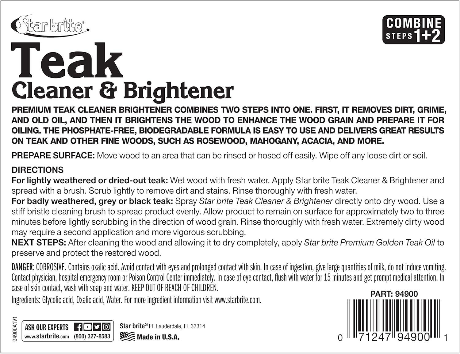 image:imageStar Brite Teak Cleaner amp Brightener Restore Weathered Wood 32oz 094932Gallon CleanerBrightener