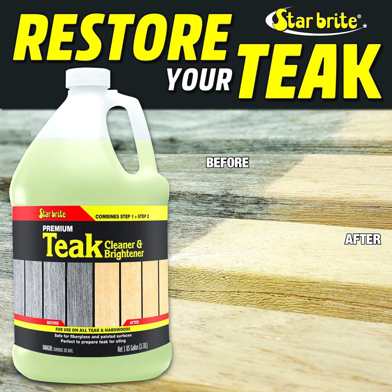 image:imageStar Brite Teak Cleaner amp Brightener Restore Weathered Wood 32oz 094932Gallon CleanerBrightener