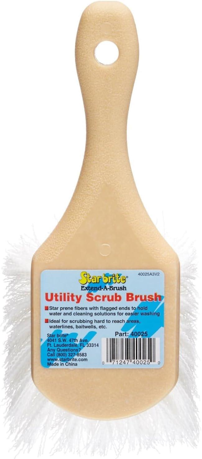 image:imageStar Brite Utility Scrub Brush MarineGrade HeavyDuty Stiff Bristled Scrubber Extra Long Flagged Bristles for More Cleaning Power in Hard to Reach AreasShort Handle Brush