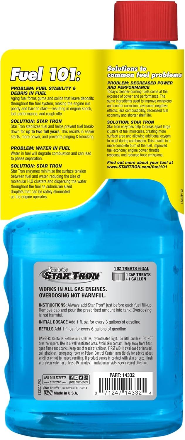 image:imageStar Tron Enzyme Fuel Treatment Small Engine Formula Gas Additive Rejuvenates amp Stabilizes Old Gasoline Cures amp Prevents Ethanol Problems32 fl oz