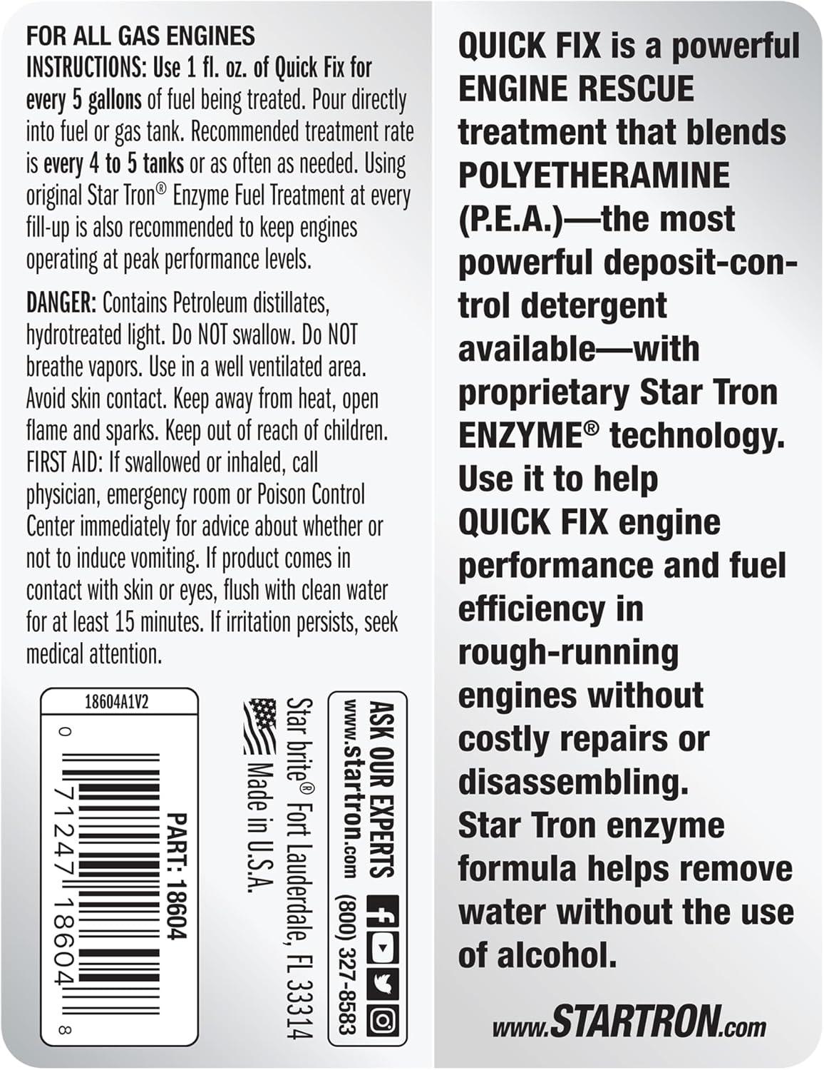 image:imageStar Tron Quick Fix Engine Rescue Double Action PEA Polyetheramine Enzyme Technology for All Gas Engines