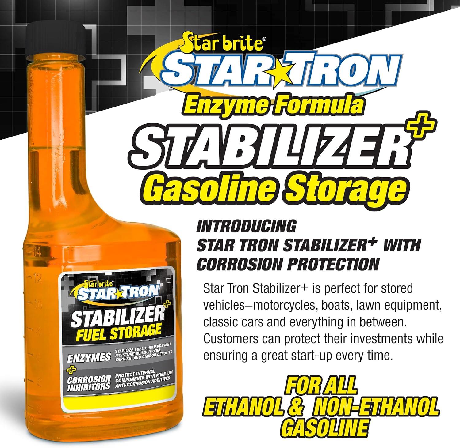 image:imageStar Tron Stabilizer Fuel Storage amp Corrosion Protection Treats 40 Gallons of Gas Ideal for Motorcycles Boats Lawn Equipment Classic Cars 8 OZ Treats 40 Gallons 01480816 OZ Treats 80 Gallons