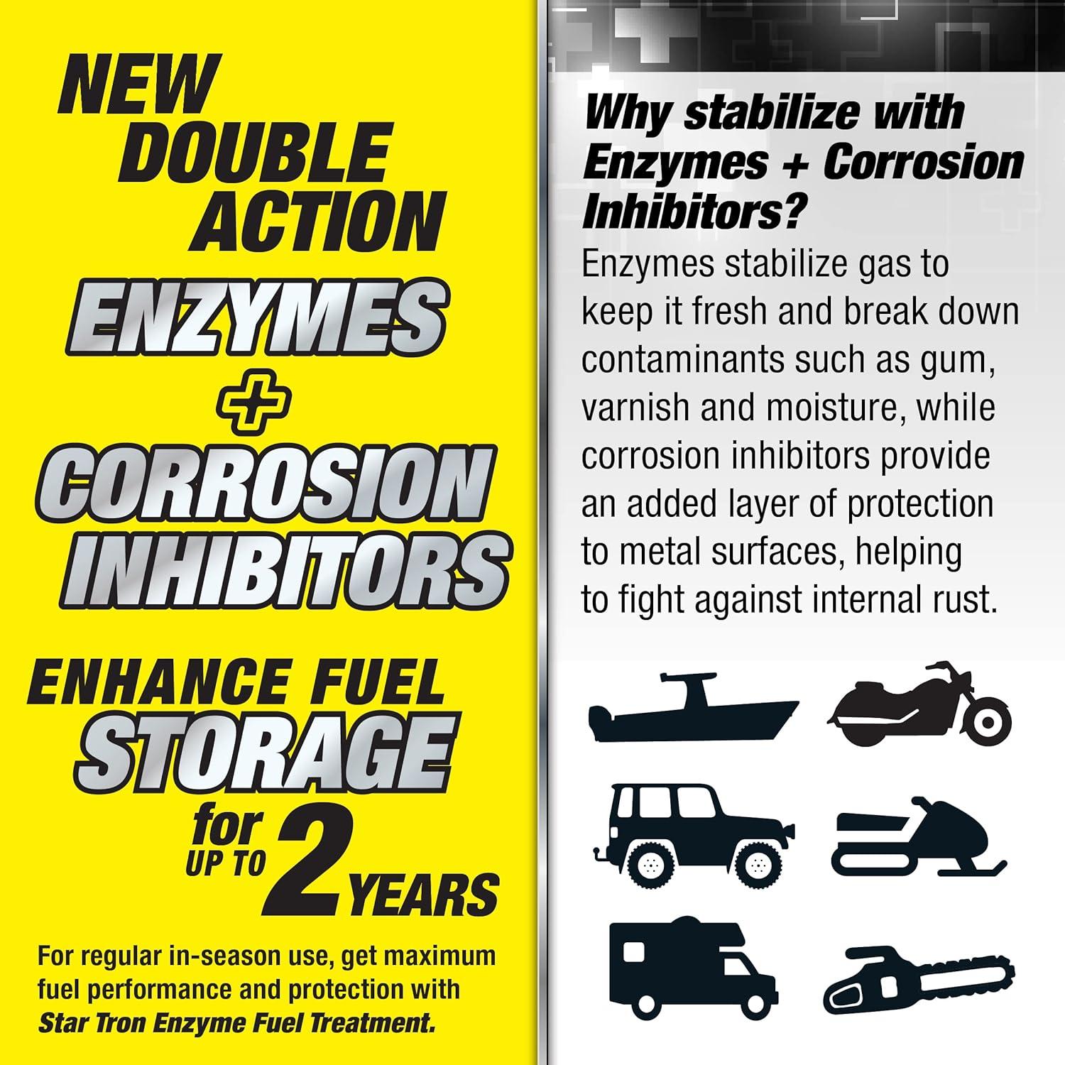 image:imageStar Tron Stabilizer Fuel Storage amp Corrosion Protection Treats 40 Gallons of Gas Ideal for Motorcycles Boats Lawn Equipment Classic Cars 8 OZ Treats 40 Gallons 01480816 OZ Treats 80 Gallons