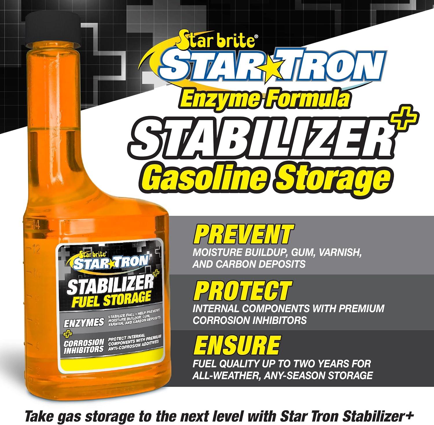 image:imageStar Tron Stabilizer Fuel Storage amp Corrosion Protection Treats 40 Gallons of Gas Ideal for Motorcycles Boats Lawn Equipment Classic Cars 8 OZ Treats 40 Gallons 01480816 OZ Treats 80 Gallons