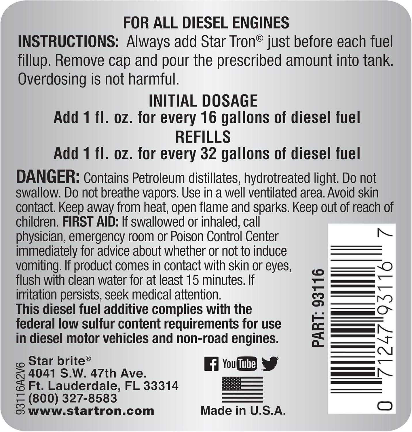 image:imageStar Tron Super Concentrated Diesel Formula Enzyme Fuel Treatment for Enhanced Engine Performance 1 Oz Treats 32 Gallons Stabilize amp Rejuvenate Diesel Biodiesel amp All Regular Gasoline16 Oz Treats 512 Gallons