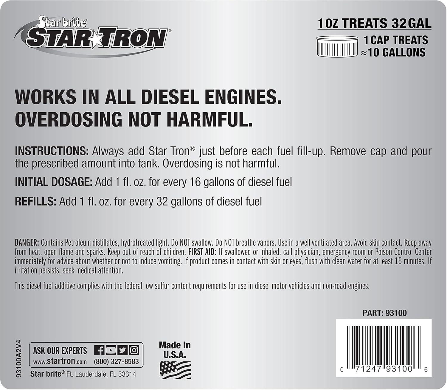 image:imageStar Tron Super Concentrated Diesel Formula Enzyme Fuel Treatment for Enhanced Engine Performance 1 Oz Treats 32 Gallons Stabilize amp Rejuvenate Diesel Biodiesel amp All Regular Gasoline128 Oz Treats 4096 Gallons