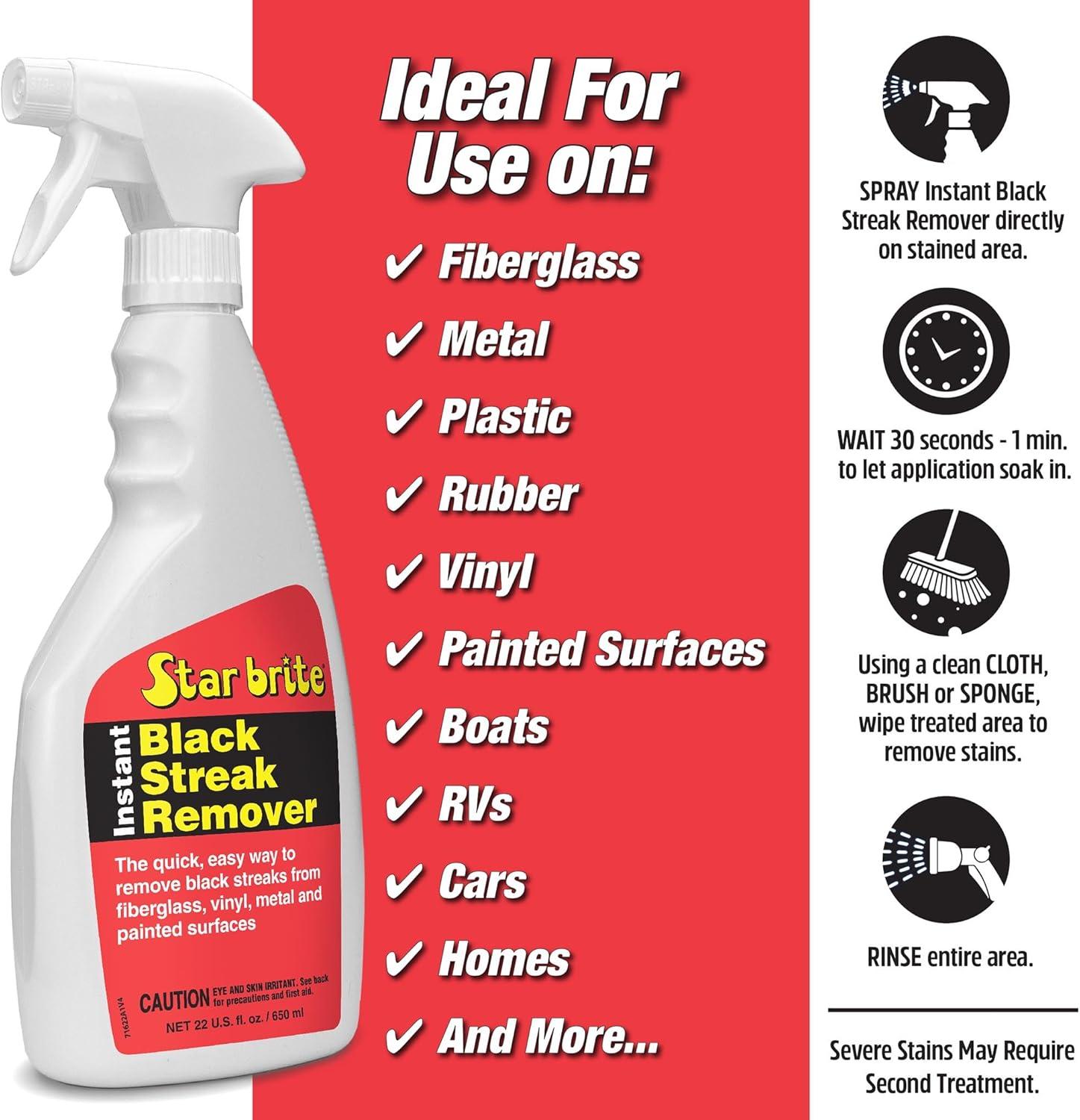 image:imageStar brite Instant Black Streak Remover Dissolve Grease Oil Smoke amp Exhaust Stains on Fiberglass Vinyl Metal Plastic amp Painted Surfaces Spray On Wipe Off22 oz Spray