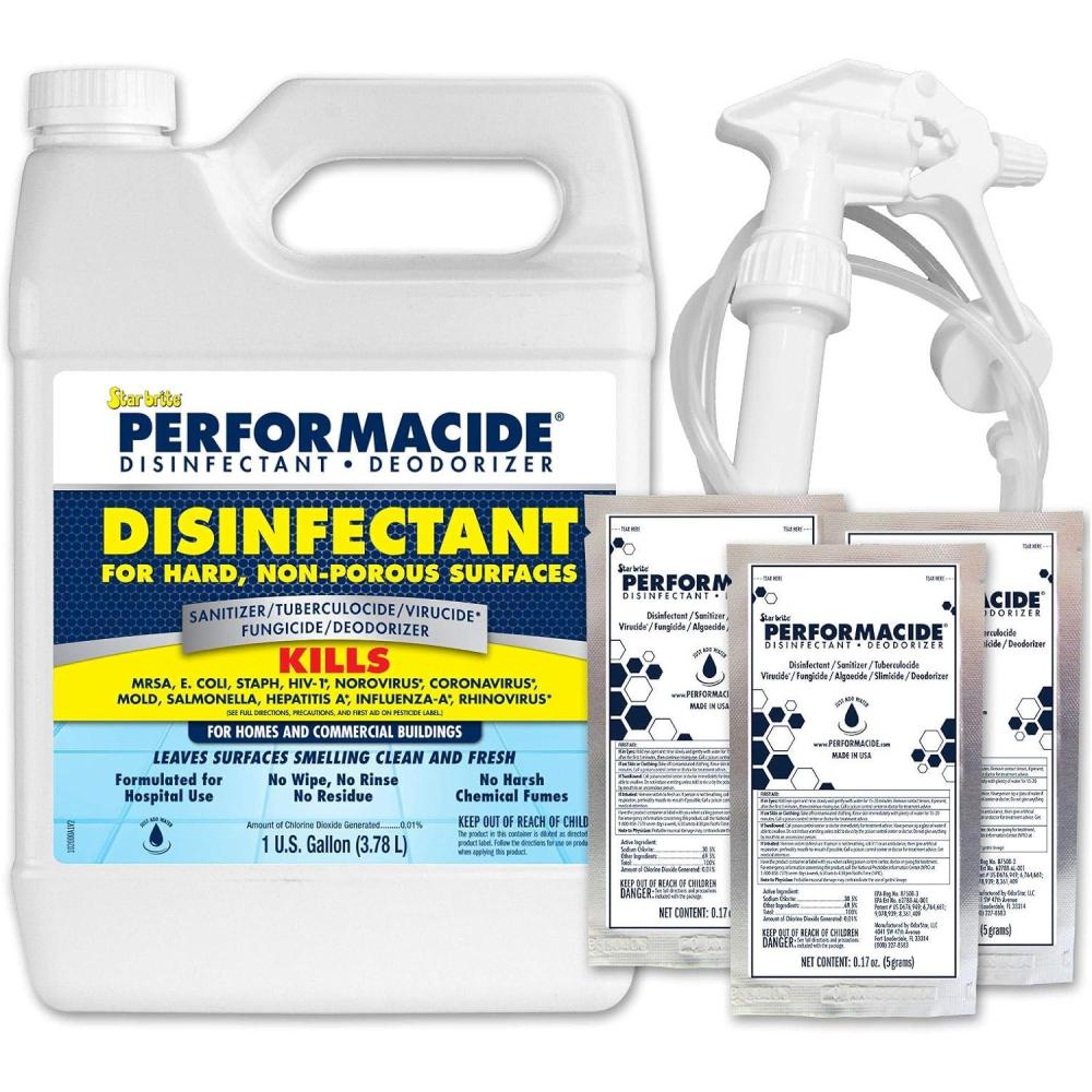 image:imagePerformacide Disinfectant Kills COVID19 Virus in 30 Seconds No Rinse No Wipe No Residue Just Add Water 32 OZ Single Kit 102032Gallon Starter Kit