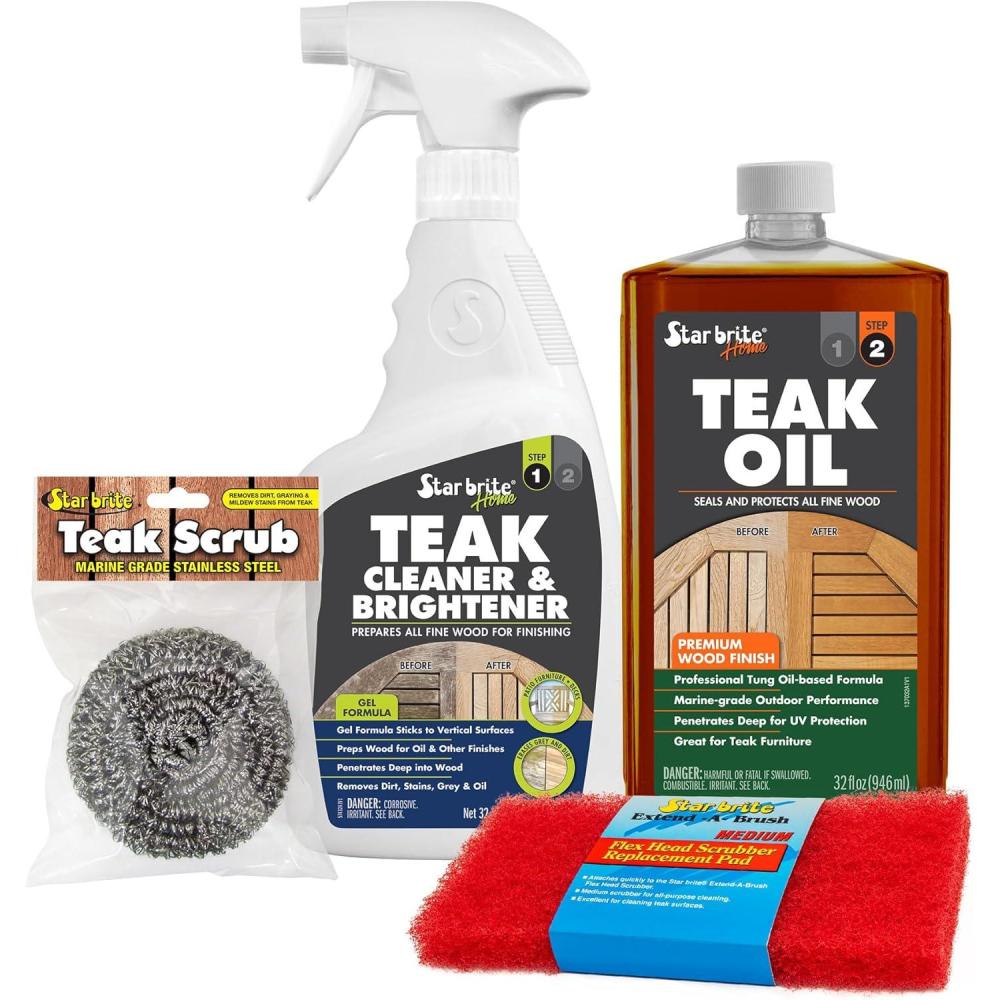image:imageSTAR BRITE 2 STEP Teak Care Kit Preserve the Natural Beauty of Your Teak With Our Premium Oil amp Cleaner Combo Ideal for All Fine Woods Ensuring Deep Protection amp Vibrant Color32 OZ Complete Kit