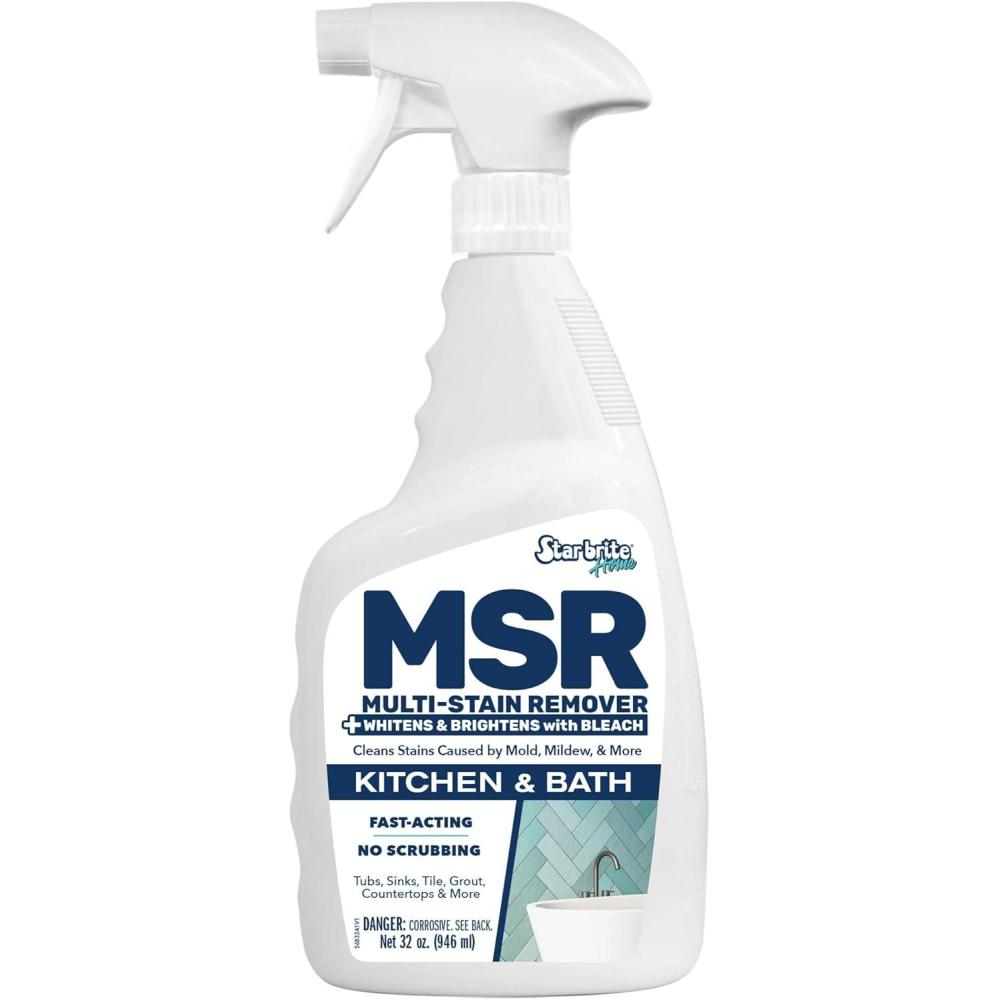 image:imageSTAR BRITE Home MSR MultiStain Remover with Bleach FastActing Cleaner for Kitchen amp Bath Whitens Brightens and Removes Stains and Scum on Grout Tile Sinks and Countertops32 OZ Spray