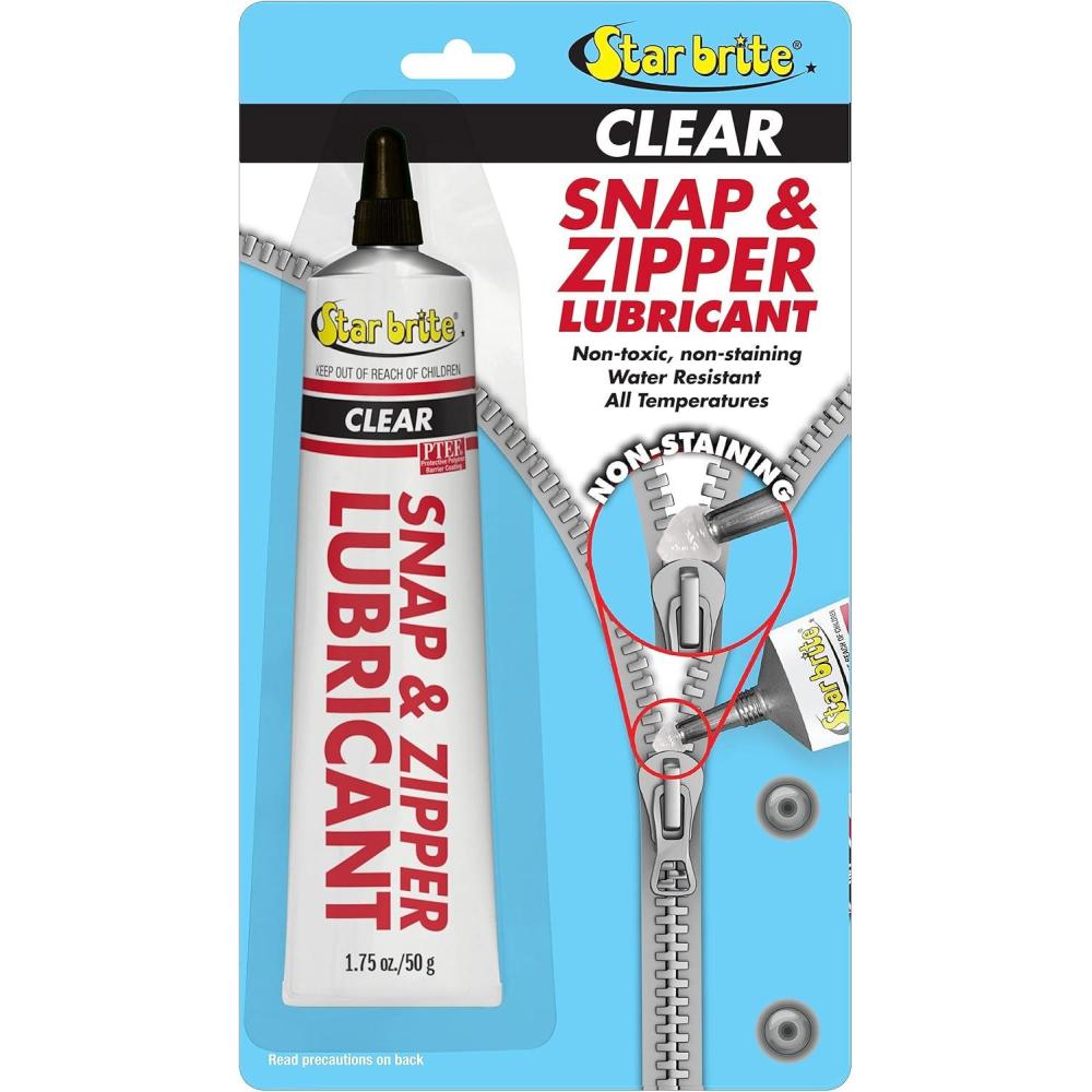 image:imageSTAR BRITE Snap amp Zipper Lubricant Clear Nonstaining for Clothes Jeep Tops Wetsuits Dive Suits Gear Bags Coolers Biminis Cushion Covers amp More 175 OZ 089102