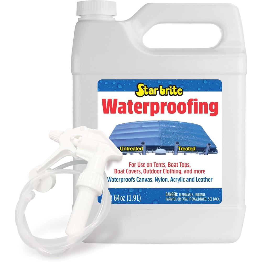 image:imageSTAR BRITE Waterproofing Spray Waterproofer Stain Repellent UV Protection for Boat Covers Car Covers Bimini Tops Tents Jackets Backpacks Boots Awnings Patio Covers amp More64 Oz Waterproofing