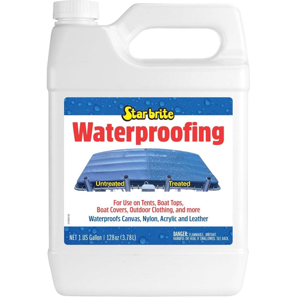 image:imageSTAR BRITE Waterproofing Spray Waterproofer Stain Repellent UV Protection for Boat Covers Car Covers Bimini Tops Tents Jackets Backpacks Boots Awnings Patio Covers amp More128 Oz Waterproofing Gallon