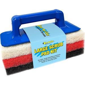 STAR BRITE Large Scrub Pad with Flexible Head Scrubber – Medium Texture (Red) – Attach to Extension Handle for an Extra 3’-10’ of Reach (040124)(Large Scrub Pad Kit)