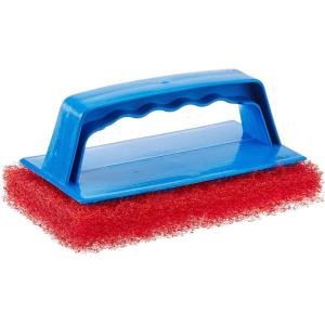 STAR BRITE Medium Red Scrub Pad with Interchangeable Handle – Versatile Cleaning for Most Tasks Including Aluminum Restoration, Teak & Fine Wood Cleaning (Red) Medium (040130)(Medium Red)