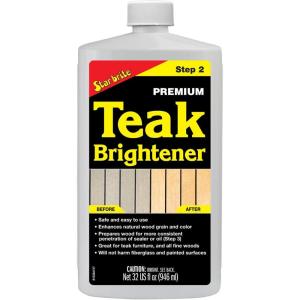 STAR BRITE Premium Teak Brightener – Enhances Natural Wood Grain & Restores Tone & Color While Preparing for a More Consistent Application of Teak Oil, Sealer or Stain(32 Ounce)