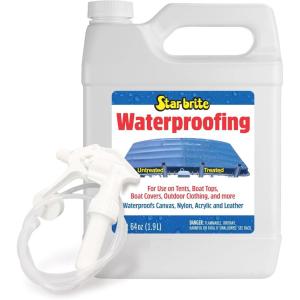 STAR BRITE Waterproofing Spray, Waterproofer + Stain Repellent + UV Protection for Boat Covers, Car Covers, Bimini Tops, Tents, Jackets, Backpacks, Boots, Awnings, Patio Covers & More(64 Oz Waterproofing)