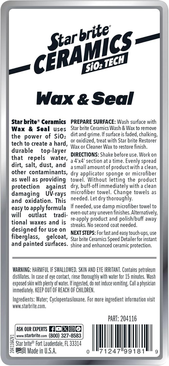 image:imageSTAR BRITE Ceramics Wax amp Seal Green Apple Scent SiO2 Tech for Ultimate Protection Repels Water Dirt UV Ideal for Fiberglass Gelcoat Painted Surfaces 16 oz 204116