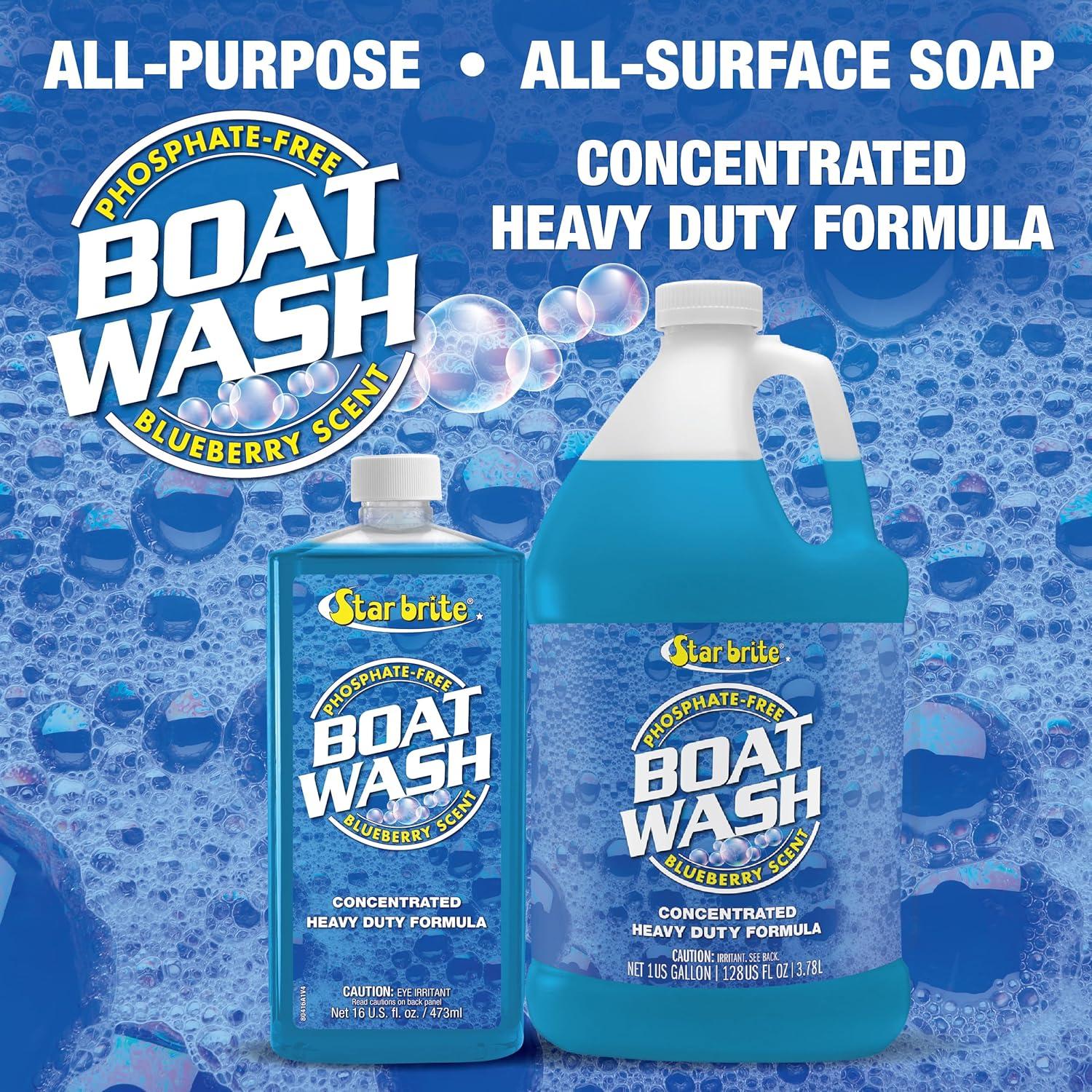 image:imageSTAR BRITE Concentrated Boat Wash HeavyDuty NonStreak Formula for Sparkling Hulls Decks Chrome and Fittings Fresh Blueberry Scent 128 OZ Gallon 080400128 OZ Wash