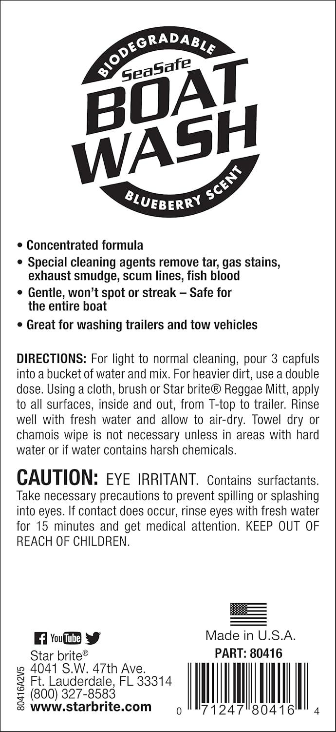 image:imageSTAR BRITE Concentrated Boat Wash HeavyDuty NonStreak Formula for Sparkling Hulls Decks Chrome and Fittings Fresh Blueberry Scent 128 OZ Gallon 08040016 OZ Wash