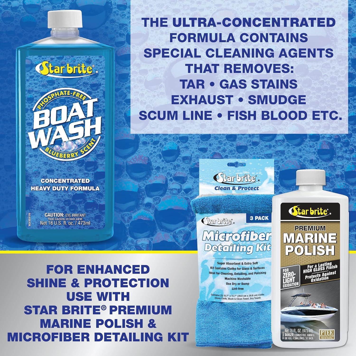 image:imageSTAR BRITE Concentrated Boat Wash HeavyDuty NonStreak Formula for Sparkling Hulls Decks Chrome and Fittings Fresh Blueberry Scent 128 OZ Gallon 080400128 OZ Wash