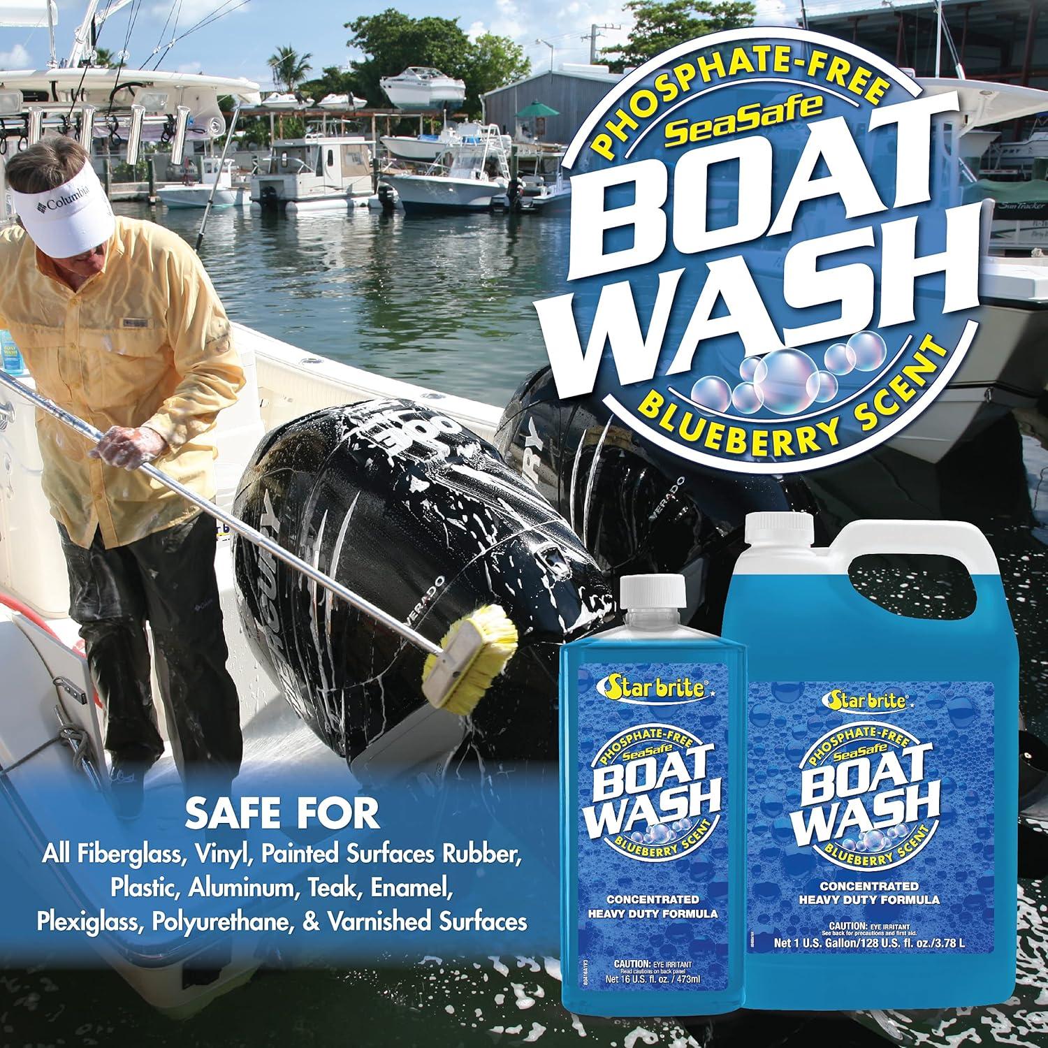 image:imageSTAR BRITE Concentrated Boat Wash HeavyDuty NonStreak Formula for Sparkling Hulls Decks Chrome and Fittings Fresh Blueberry Scent 128 OZ Gallon 08040016 OZ Wash
