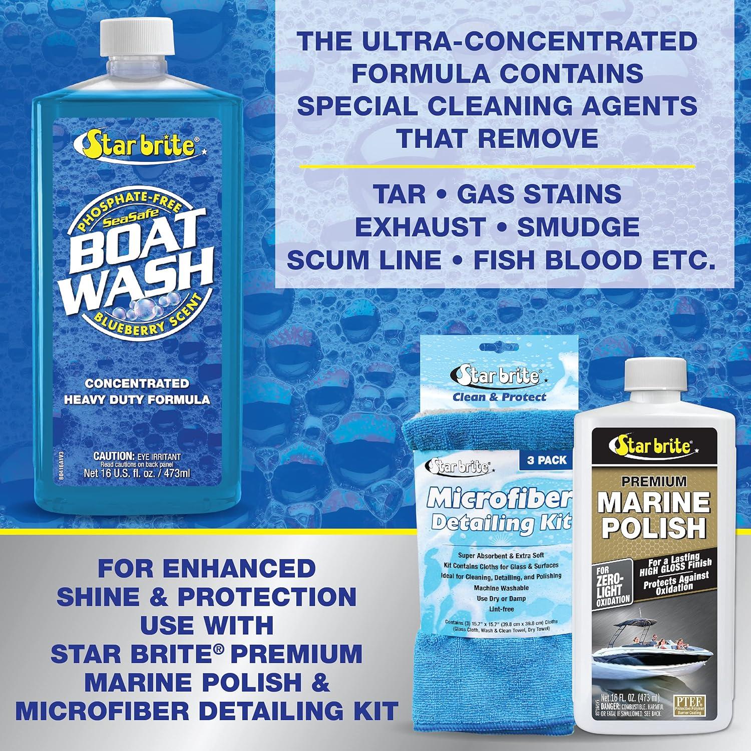image:imageSTAR BRITE Concentrated Boat Wash HeavyDuty NonStreak Formula for Sparkling Hulls Decks Chrome and Fittings Fresh Blueberry Scent 128 OZ Gallon 08040016 OZ Wash