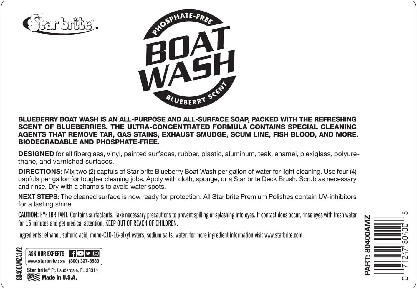image:imageSTAR BRITE Concentrated Boat Wash HeavyDuty NonStreak Formula for Sparkling Hulls Decks Chrome and Fittings Fresh Blueberry Scent 128 OZ Gallon 080400128 OZ Wash