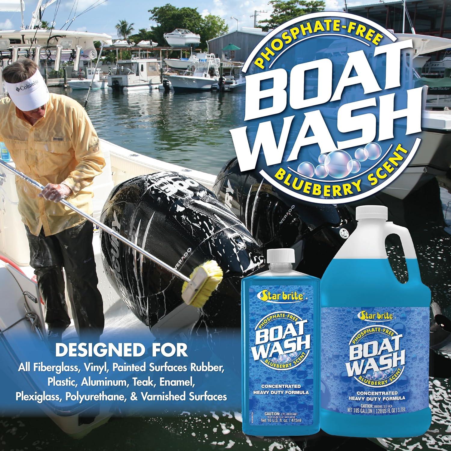image:imageSTAR BRITE Concentrated Boat Wash HeavyDuty NonStreak Formula for Sparkling Hulls Decks Chrome and Fittings Fresh Blueberry Scent 128 OZ Gallon 080400128 OZ Wash