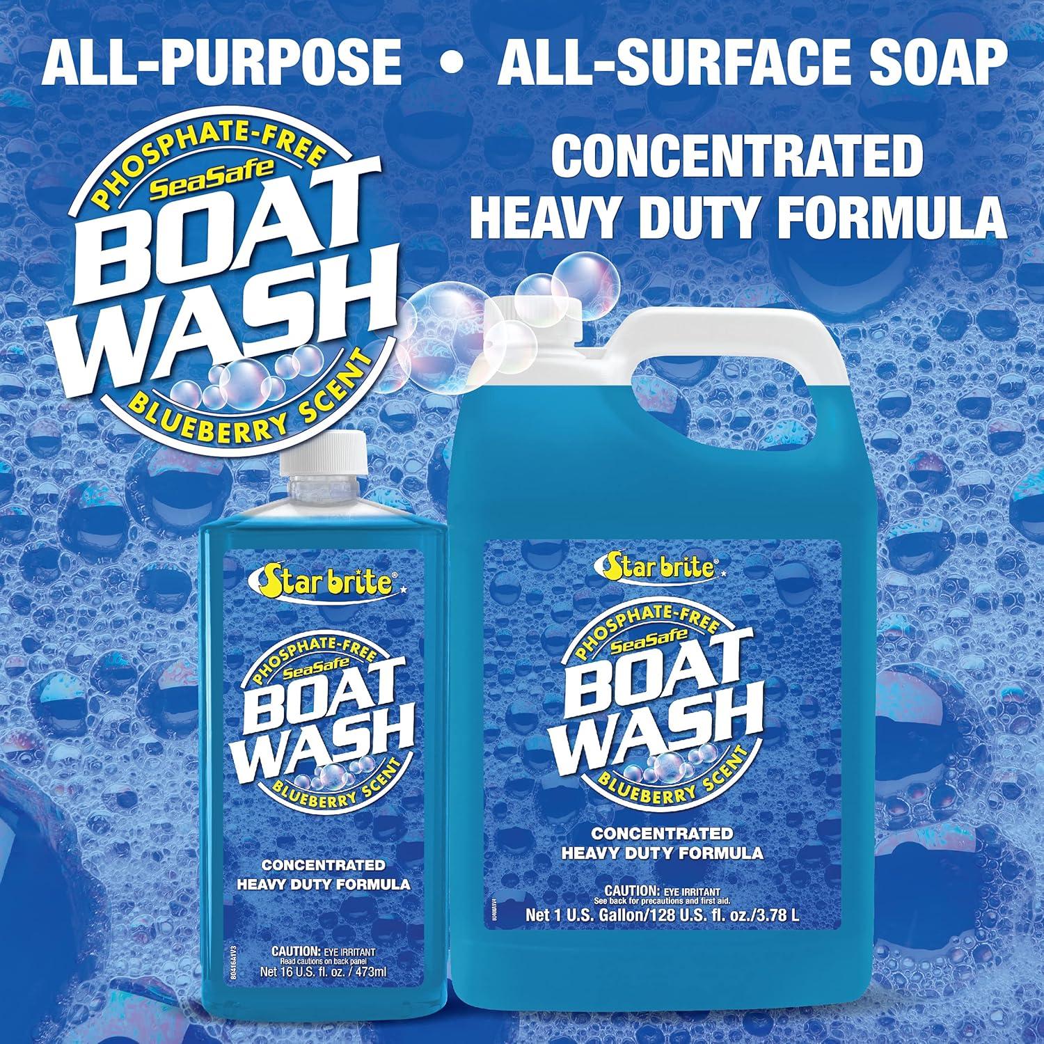 image:imageSTAR BRITE Concentrated Boat Wash HeavyDuty NonStreak Formula for Sparkling Hulls Decks Chrome and Fittings Fresh Blueberry Scent 128 OZ Gallon 08040016 OZ Wash