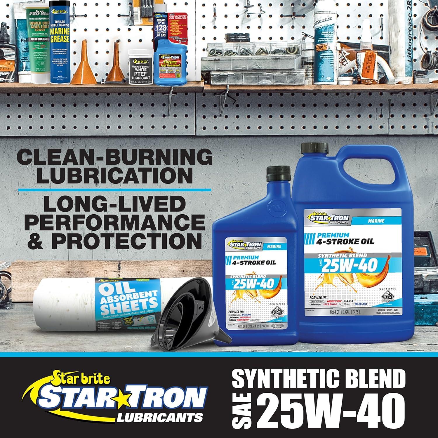 image:imageSTAR BRITE Star Tron Premium 4 Stroke Marine Oil 10W30 Synthetic Blend Engine Oil for Outboards Gasoline Inboards amp Stern Drives NMMA FCW Certified 32 OZ 02813225w40