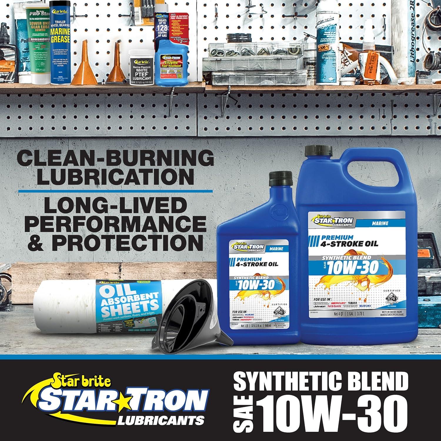 image:imageSTAR BRITE Star Tron Premium 4 Stroke Marine Oil 10W30 Synthetic Blend Engine Oil for Outboards Gasoline Inboards amp Stern Drives NMMA FCW Certified 32 OZ 02813210w30