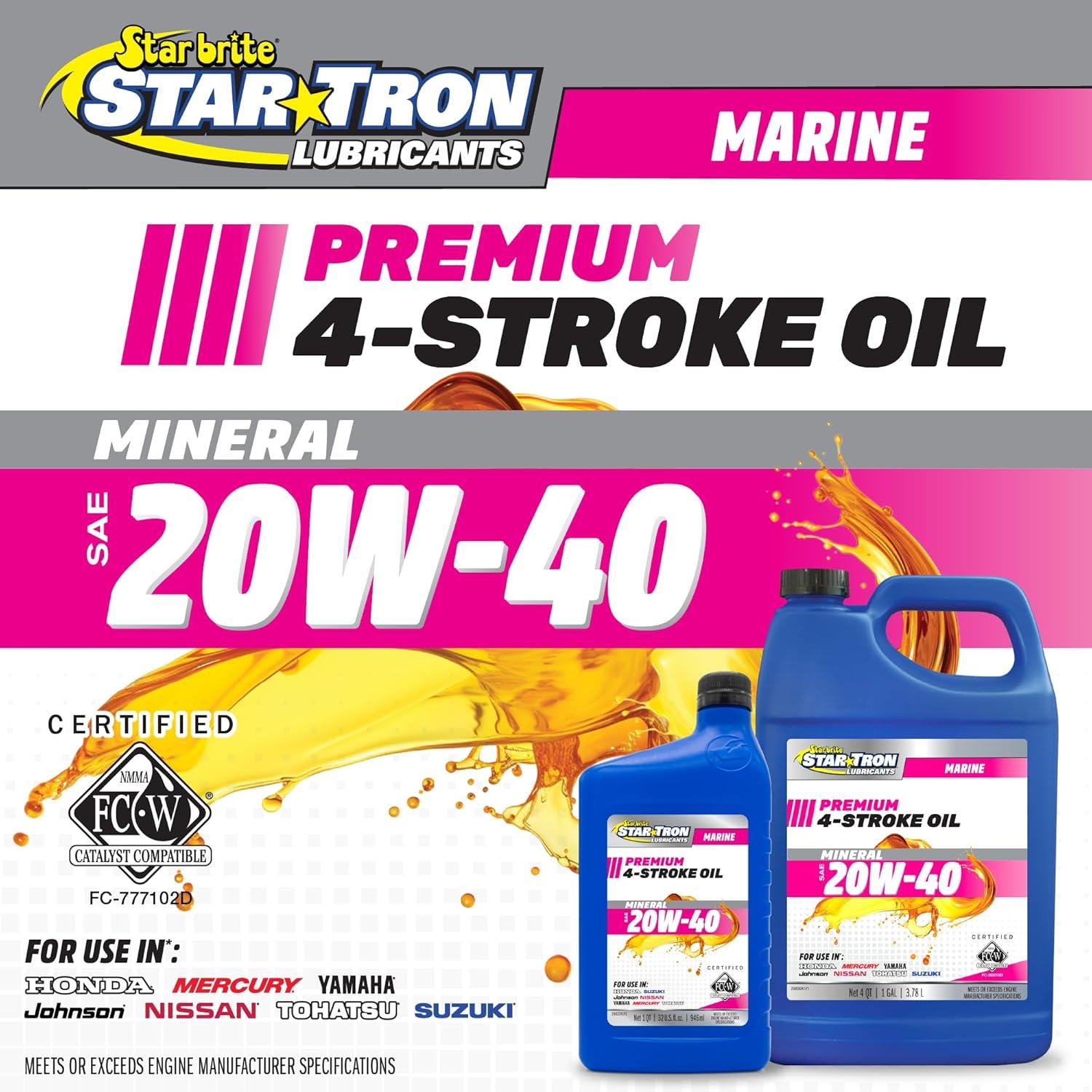 image:imageSTAR BRITE Star Tron Premium 4 Stroke Marine Oil 10W30 Synthetic Blend Engine Oil for Outboards Gasoline Inboards amp Stern Drives NMMA FCW Certified 32 OZ 02813220W40