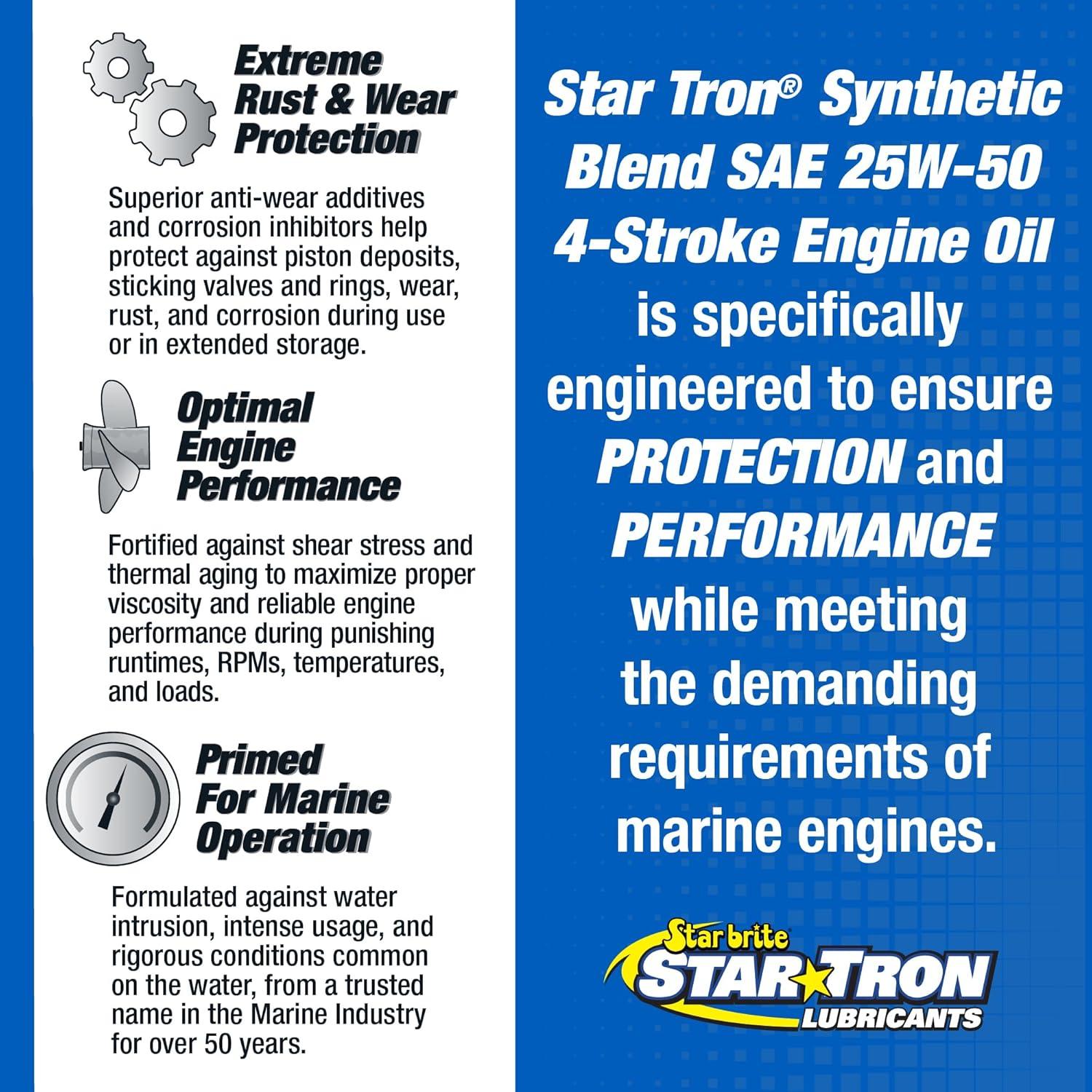 image:imageSTAR BRITE Star Tron Premium 4 Stroke Marine Oil 10W30 Synthetic Blend Engine Oil for Outboards Gasoline Inboards amp Stern Drives NMMA FCW Certified 32 OZ 02813225W50