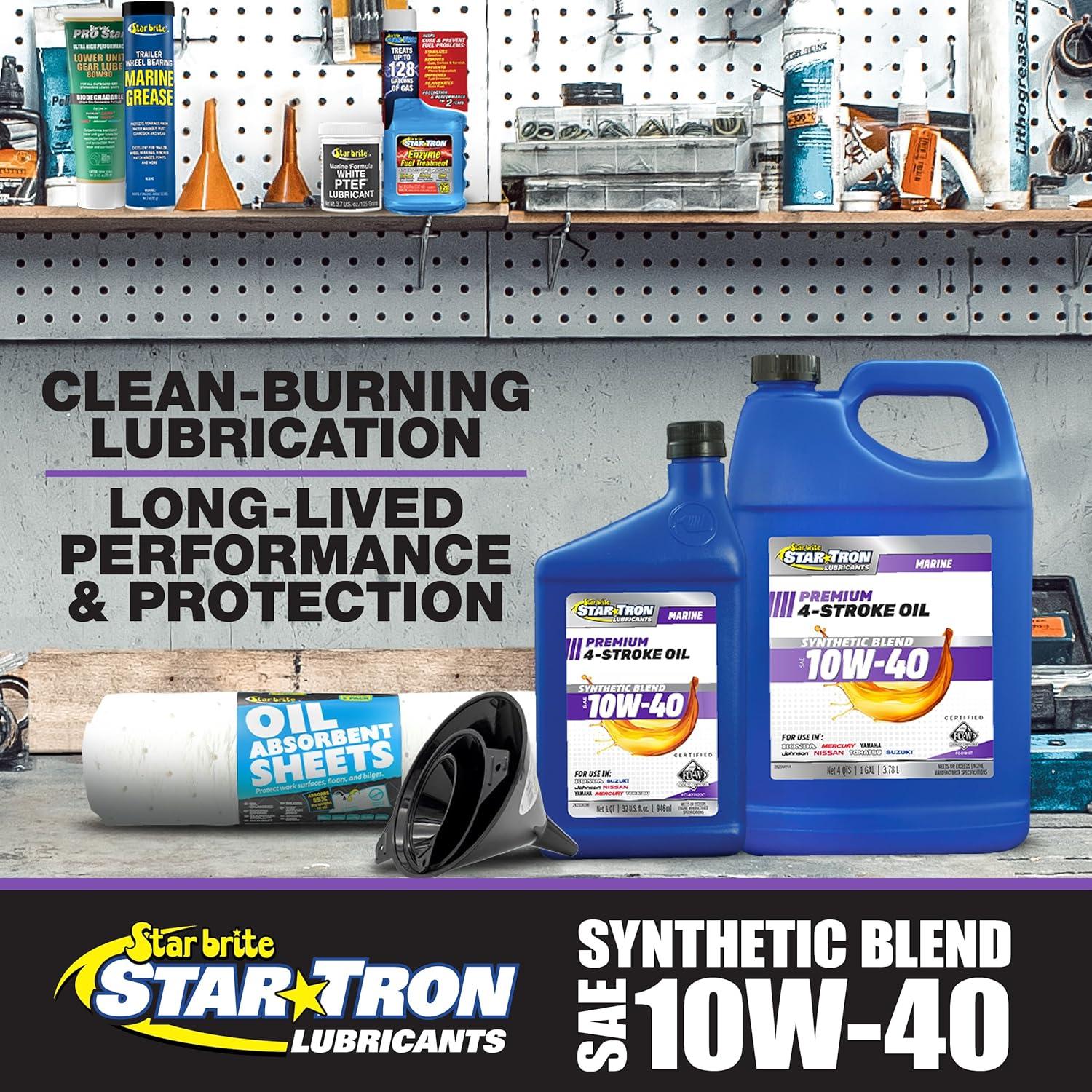image:imageSTAR BRITE Star Tron Premium 4 Stroke Marine Oil 10W40 Synthetic Blend Engine Oil for Outboards Gasoline Inboards amp Stern Drives NMMA FCW Certified 32 OZ 02823210w40