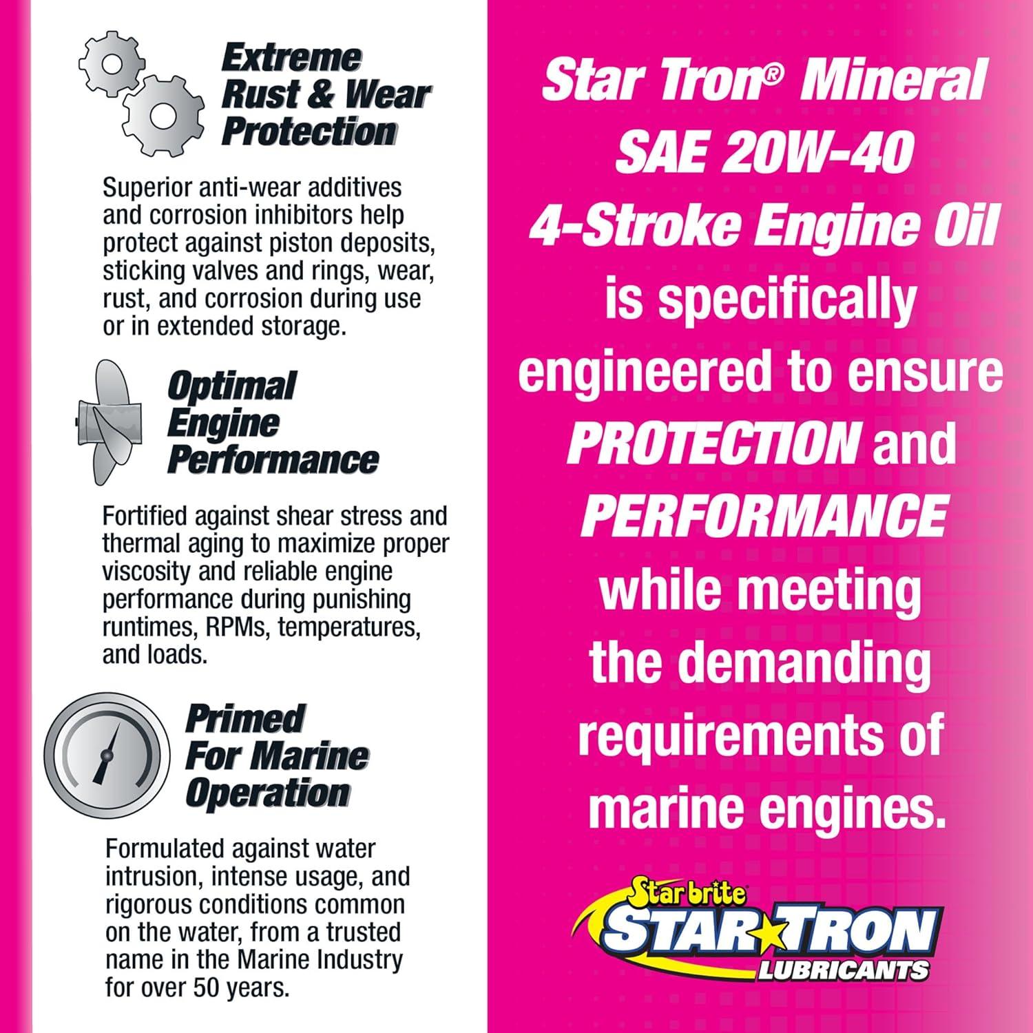 image:imageSTAR BRITE Star Tron Premium 4 Stroke Marine Oil 10W40 Synthetic Blend Engine Oil for Outboards Gasoline Inboards amp Stern Drives NMMA FCW Certified 32 OZ 02823220W40