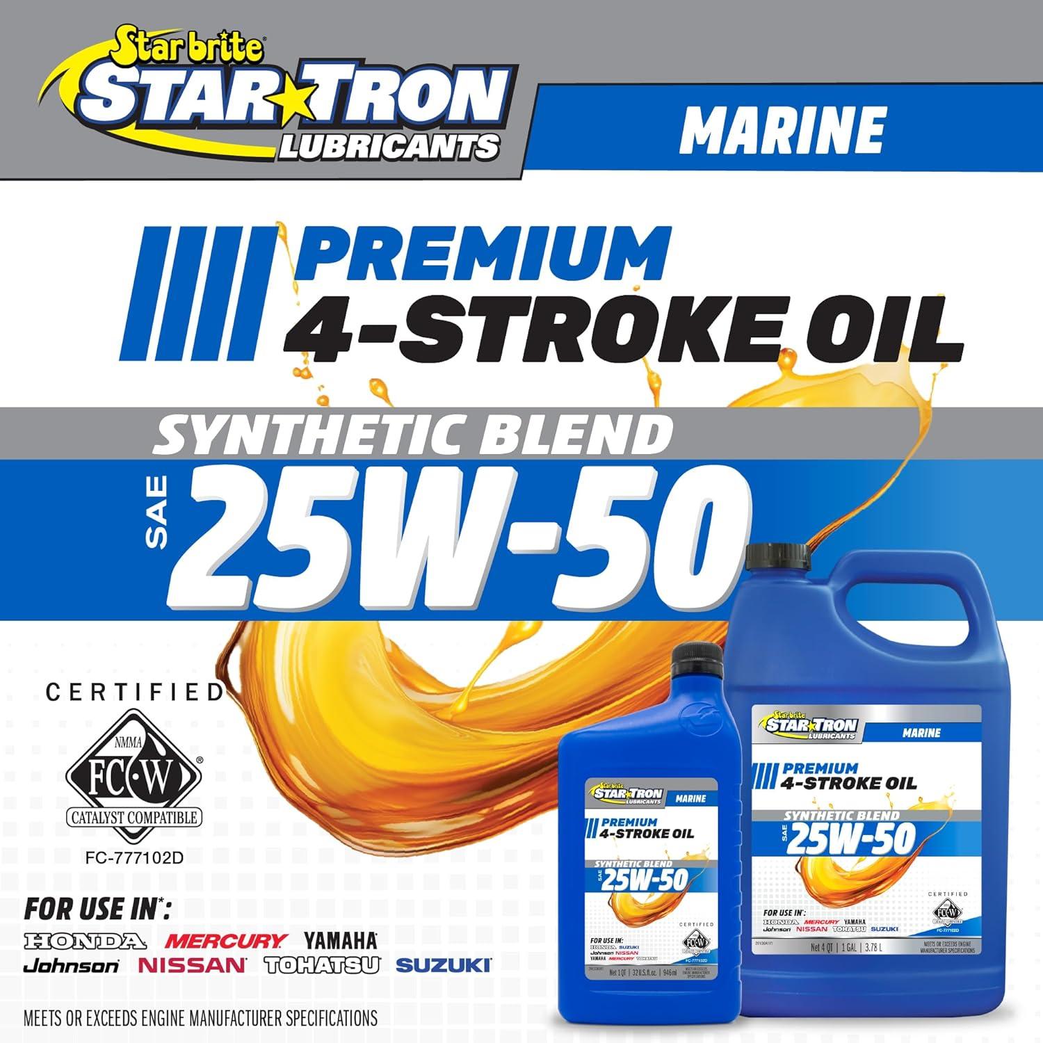 image:imageSTAR BRITE Star Tron Premium 4 Stroke Marine Oil 10W40 Synthetic Blend Engine Oil for Outboards Gasoline Inboards amp Stern Drives NMMA FCW Certified 32 OZ 02823225W50