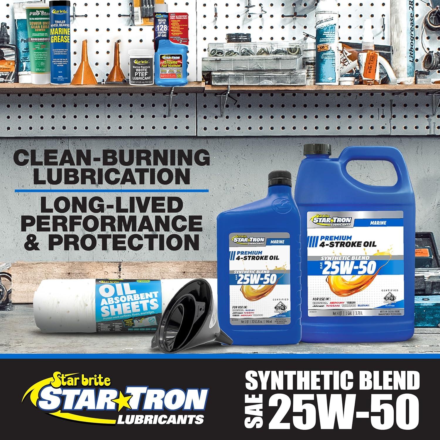 image:imageSTAR BRITE Star Tron Premium 4 Stroke Marine Oil 10W40 Synthetic Blend Engine Oil for Outboards Gasoline Inboards amp Stern Drives NMMA FCW Certified 32 OZ 02823225W50