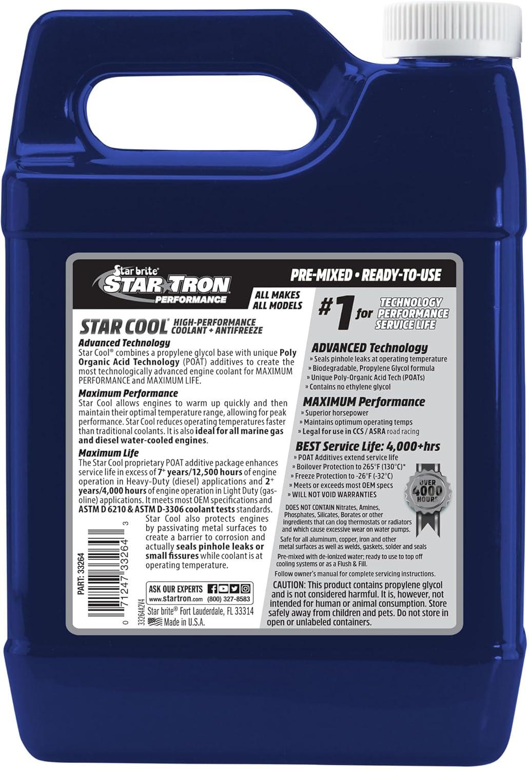 image:imageStar Tron StarCool Premium Synthetic PG Engine Coolant Antifreeze Propylene Glycol for Engines Motorcycles Snowmobiles amp Marine 1 GAL 03320005 Gallon