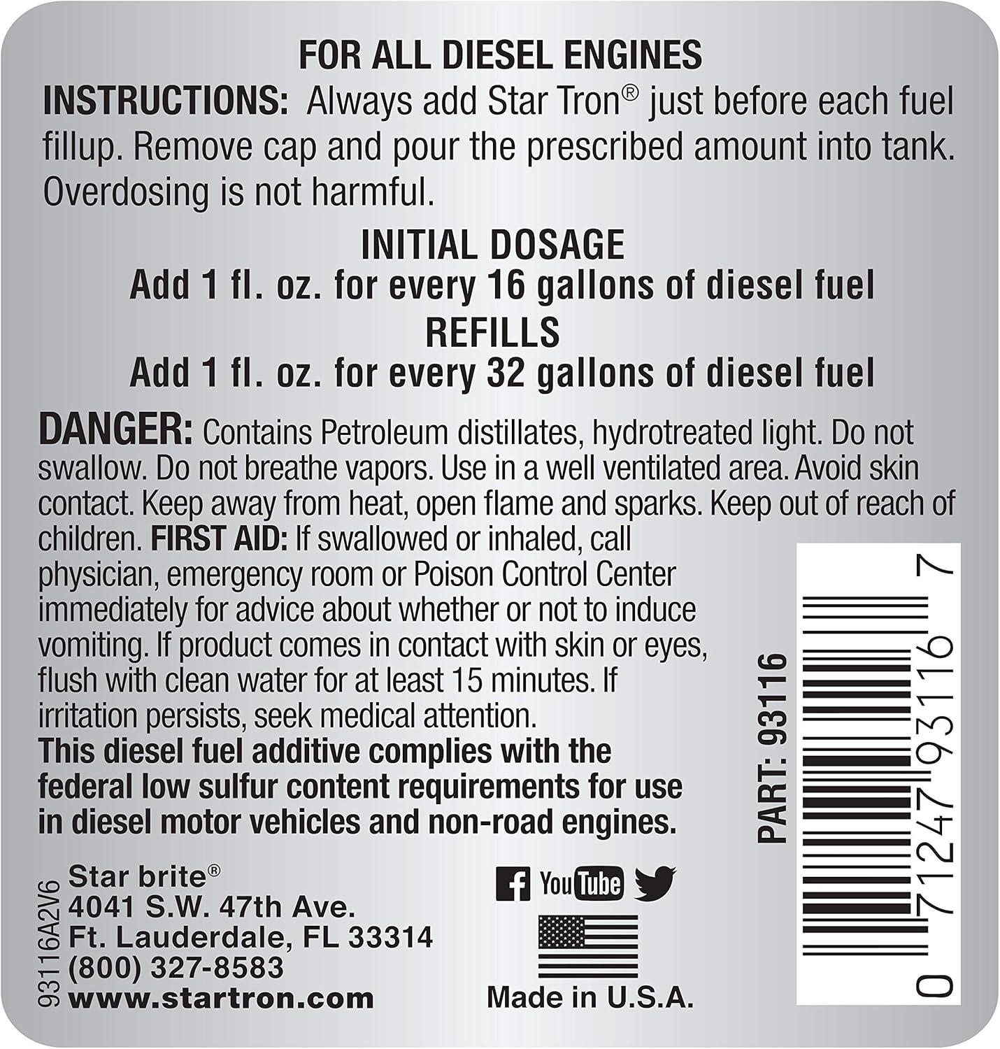 image:imageStar Tron Super Concentrated Diesel Formula Stabilize amp Rejuvenate Diesel Biodiesel amp All Regular Gasoline 1 Oz Treats 32 Gallons16 oz