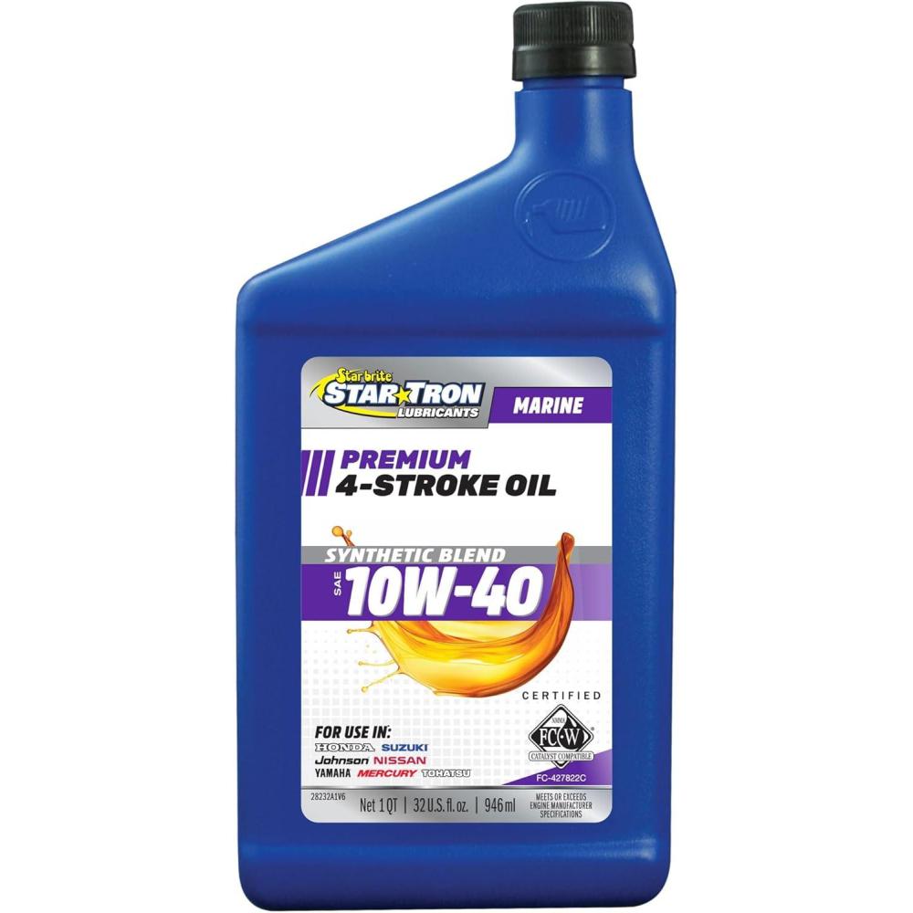 image:imageSTAR BRITE Star Tron Premium 4 Stroke Marine Oil 10W40 Synthetic Blend Engine Oil for Outboards Gasoline Inboards amp Stern Drives NMMA FCW Certified 32 OZ 02823210w40